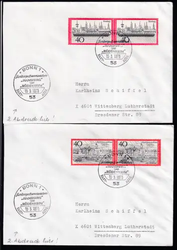 Fremdenverkehr (VII) Hamburg und Rüdesheim auf 2 FDC 