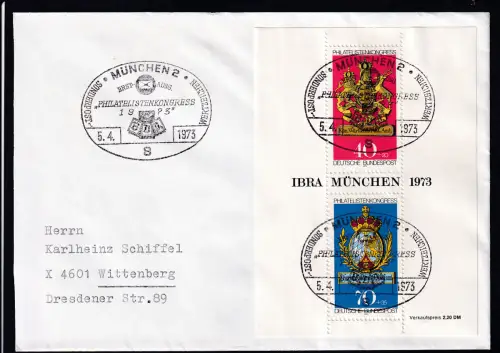 Philatelisten-Kongress 1973 Block auf FDC 