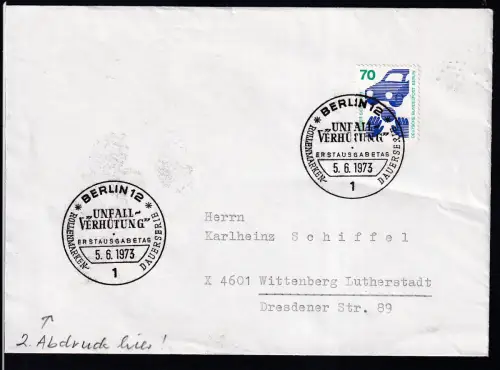 Unfallverhütung 70 Pfg. auf FDC 