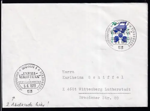 Unfallverhütung 70 Pfg. auf FDC 