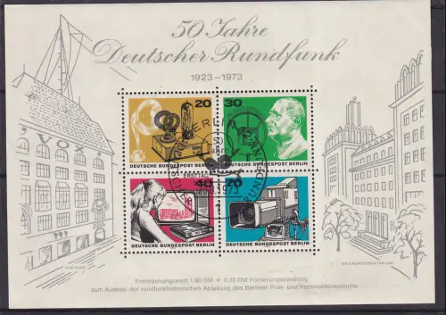 50 Jahre deutscher Rundfunk Block mit Sonderstempel