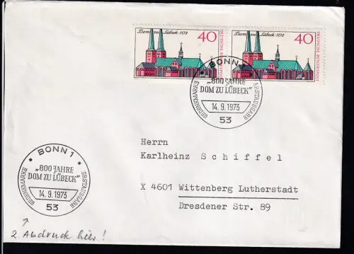 800 Jahre dom zu Lübeck auf FDC 
