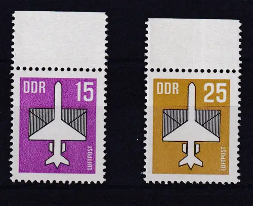 Flugpost 15 und 25 Pfg. Ranstücke, **