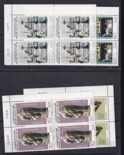 Kunstausstellung der DDR Dresden 1987 Eckrandviererblöcke, **
