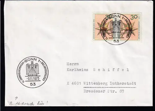 Weihnachten 1973 auf FDC 