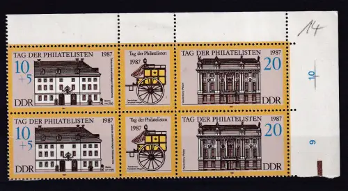 Tag der Philatelisten Dreierstreifen, Eckrandpaar **