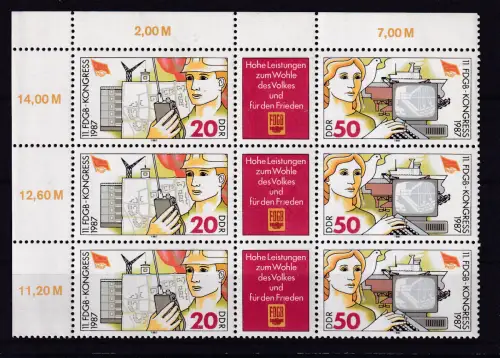 FDGB-Kongress, 3 Dreierstreifen mit Eckrand