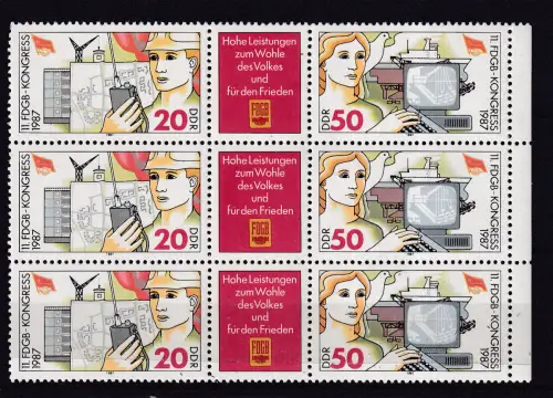 FDGB-Kongress, 3 Dreierstreifen mit Rand