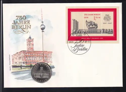 750 Jahre Berlin, Block auf Numis-Brief
