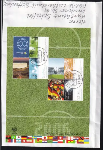 Fußball-WM Deutschland 2006 Block auf Brief