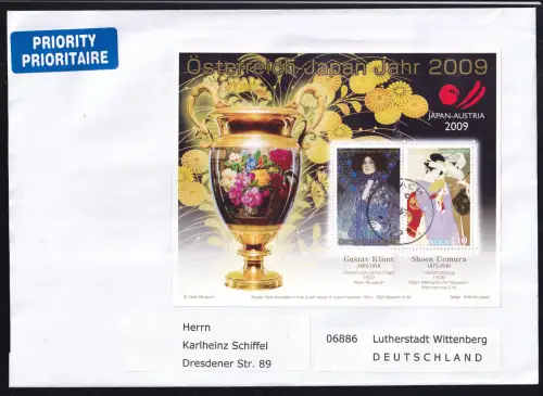 140 Jahre diplomatische Beziehungen mit Japan Block auf Brief