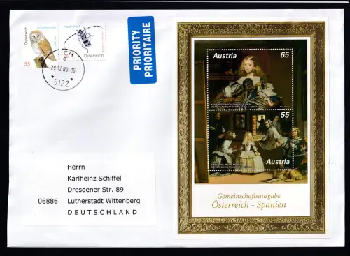 400. Geburtstag von diego Velazquez Block auf Brief