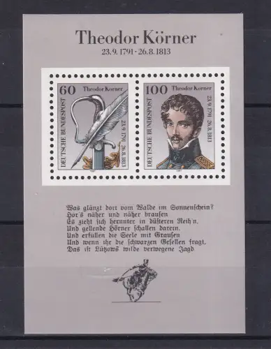 200. Geburtstag von Theodor Körner, Block **