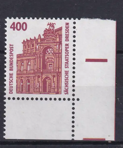 Freimarken Sehenswürdigkeiten 400 Pfg., Eckrandstück **