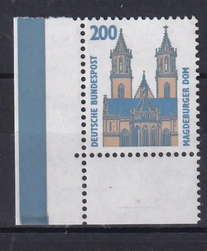 Freimarke Sehenswürdigkeiten 200 Pfg., Eckrandstück **