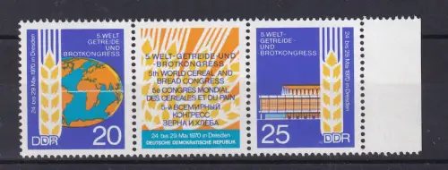 Welt-Getreide- und Brotkonferenz Dresden 1970, Dreierstreifen **