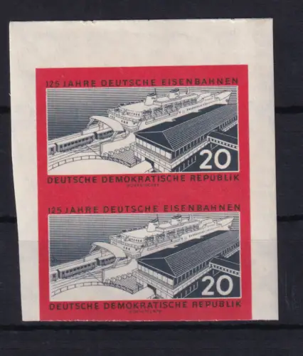 125 Jahre Deutsche Eisenbahnen 20 Pfg. geschnitten, Oberrandpaar**