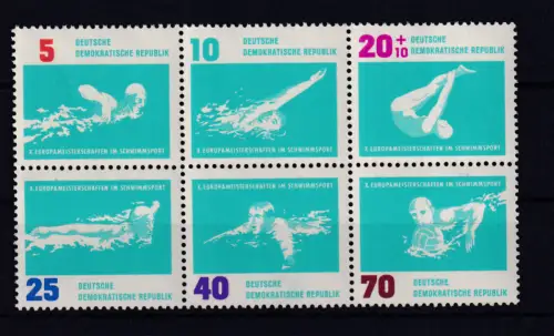 Schwimm-EM Leipzog 1962, Sechserblock **
