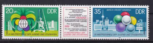 Weltfestspiele der Jugend und Studenten Havanna 1978, Dreierstreifen **