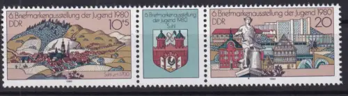 Briefmarkenausstellung der Jugend Zella-Mehlis 1980, Dreierstreifen **