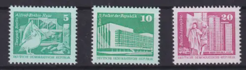 Freimarken Bauwerke Kleinformat 5 Pfg., 10 Pfg. und 20 Pfg., **