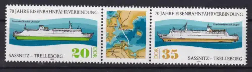 70 Jahre Eisenbahnfährverbindung Sassnitz-Trelleborg, Dreierstreifen **