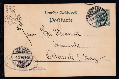 Ziffer 5 Pfg. ohne Punktlücke als Firmenpostkarte (Jaques Wartenweiler, 