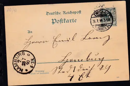 Ziffer 5 Pfg. ab Zwickau 26.7.90 nach Hamburg