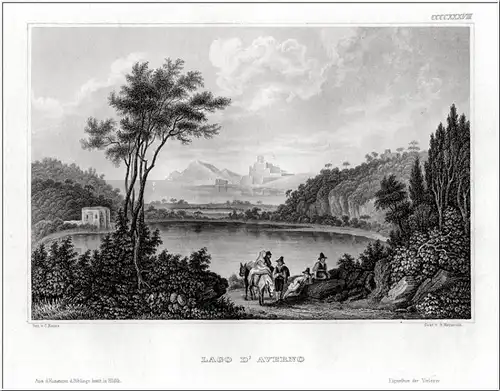 LAGO D&#039;AVERNO. Stahlstich um 1850