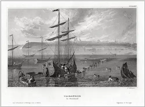 Russland - Taganrog, Hafenstadt. Stahlstich um 1850