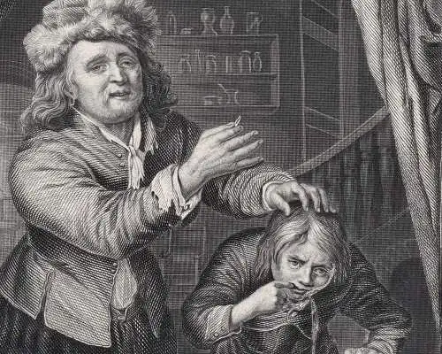 ZAHNARZT - Toothdrawer, Zahnbrecher.. Echter Stahlstich um 1860
