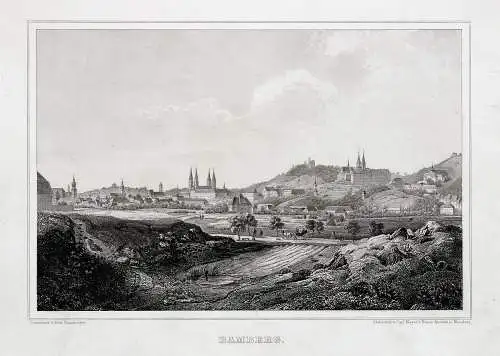 BAMBERG - Totalansicht von Süd-Ost - Aquatinta Stahlstich um 1870