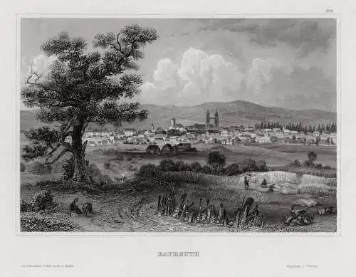 Bayreuth, echter Stahlstich n. L. Richter um 1840