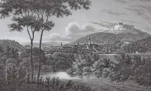 Coburg von der Südseite, echter Stahlstich um 1840