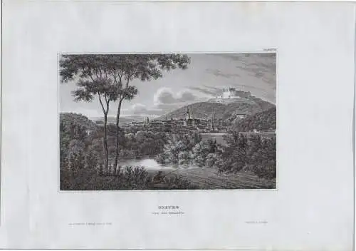 Coburg von der Südseite, echter Stahlstich um 1840