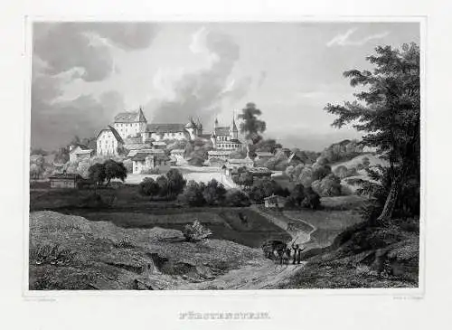 FÜRSTENSTEIN- Niederbeyern - Gesamtansicht - Stahlstich um 1850