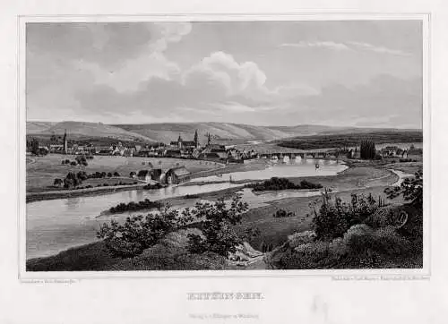 KITZINGEN, Mainfranken. Originaler Stahlstich um 1850