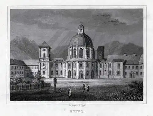 Kloster Ettal bei Garmisch - Stahlstich um 1850