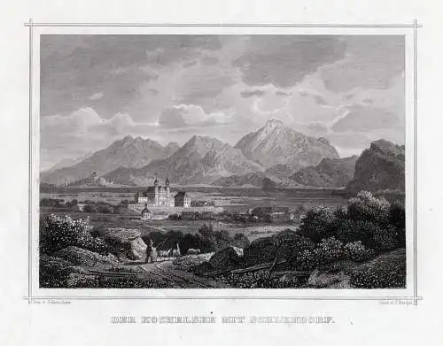 Kochelsee mit Schlehdorf - Gesamtansicht - Stahlstich um 1850