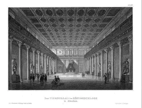 MÜNCHEN - Schloß Thronsaal- Stahlstich um 1840