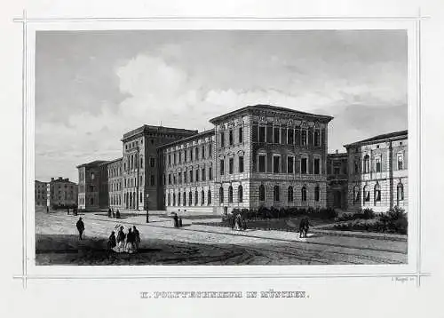 MÜNCHEN - Technische Universität, Polytechnikum - Stahlstich um 1850