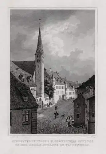 PAPPENHEIM - Herrnstr,.. Echter Stahlstich, Poppel um 1850