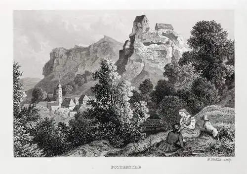 POTTENSTEIN: Fränkische Schweiz. Originaler Stahlstich Winkles um 1840
