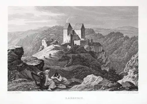 Rabeneck. Burg: Fränkische Schweiz. Originaler Stahlstich Grünewald um 1840
