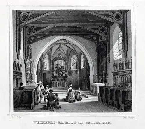 SCHLIERSEE - Weinberg Kapelle - Stahlstich um 1870