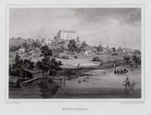 STARNBERG. vom See aus Original Stahlstich, Poppel um 1850