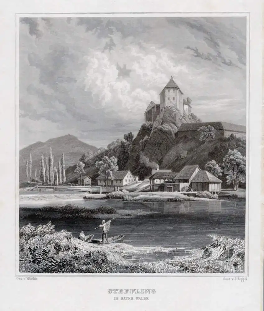 Steffling b. Nittenau. Originaler Stahlstich Poppel um 1850 0