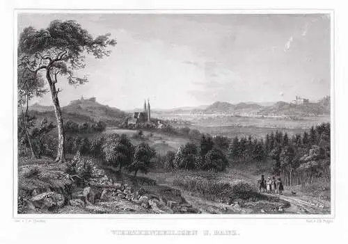 Vierzehnheilligen und Banz bei Bamberg. Originaler Stahlstich um 1850