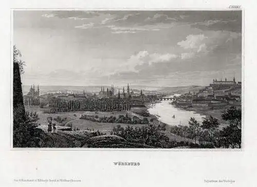 WÜRZBURG - vom Steinberge aus - Stahlstich um 1850