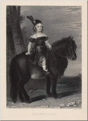 Pferd. Der Pony Reiter. Originaler Stahlstich, n. Landseer um 1850